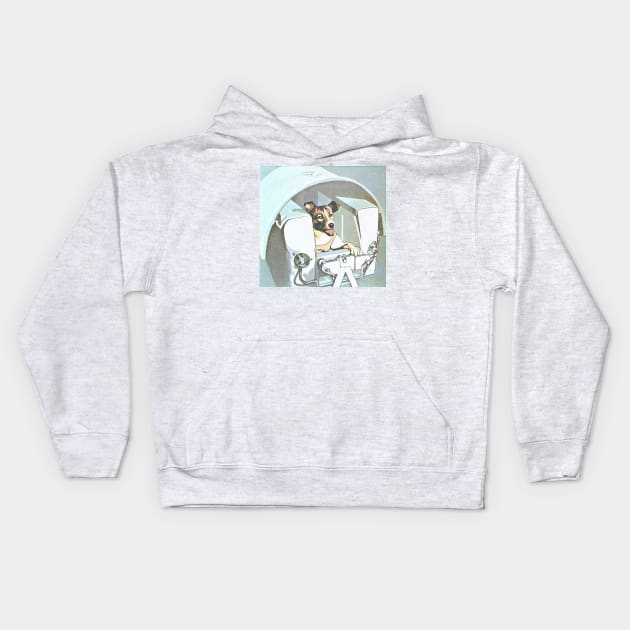 Laika Space Dog / Retro Soviet Style Design Kids Hoodie by DankFutura